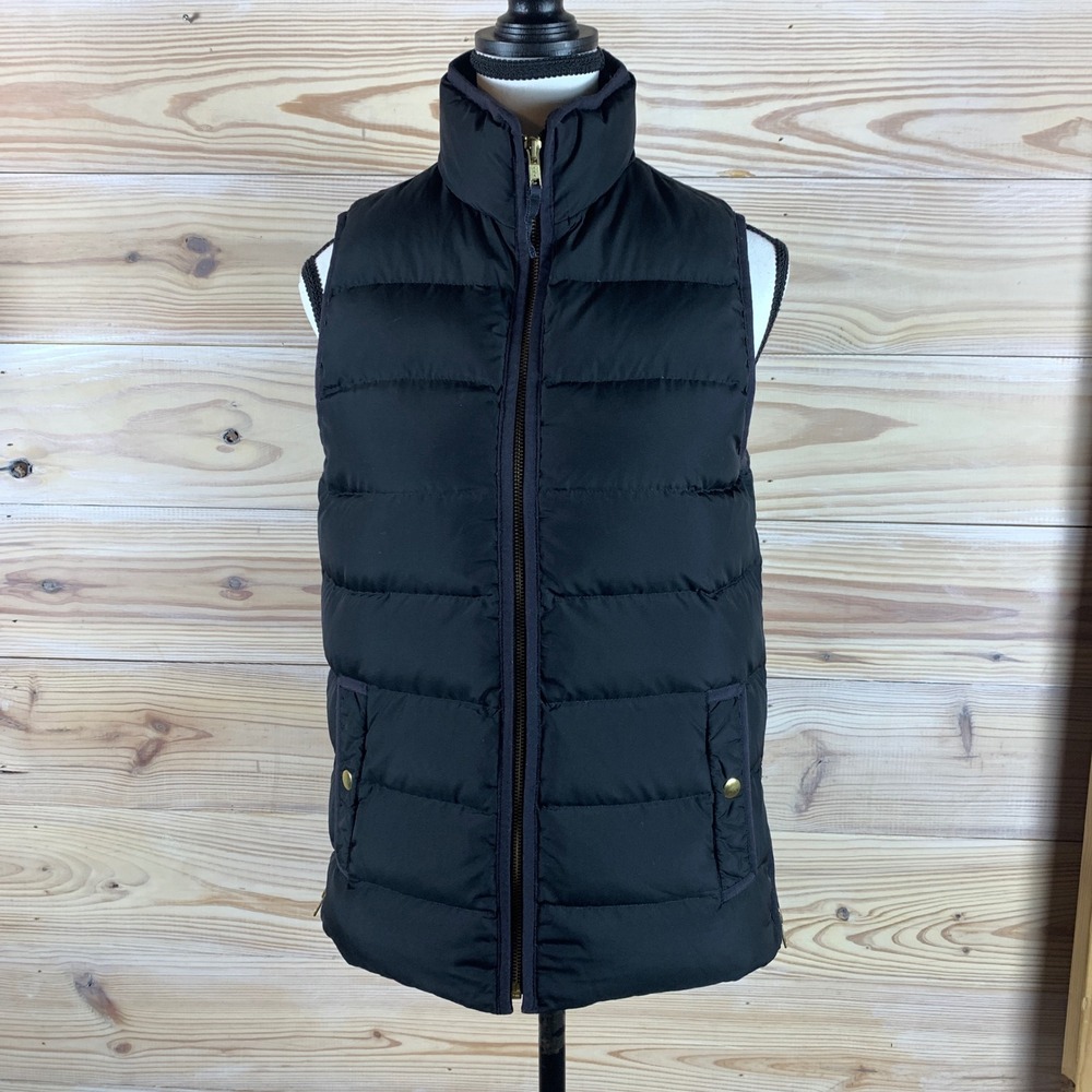 J.Crew Excursion Puffer Vest Womens XS Black Quilted Down Fill Gilet